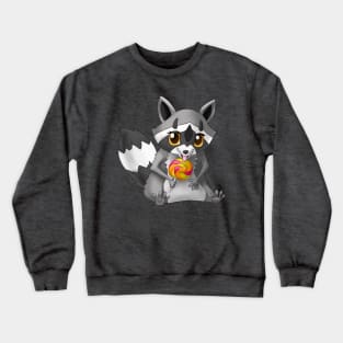 Raccoon with candy on a stick. Crewneck Sweatshirt